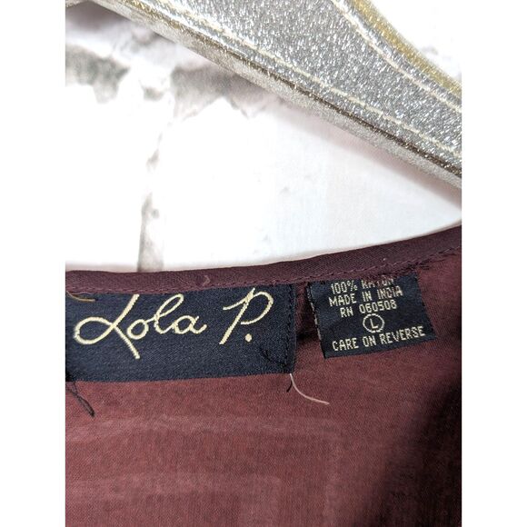 LOLA P. Vintage Geometric Print Maxi Dress Boho Hippie Retro Column Dress Large - Picture 8 of 12